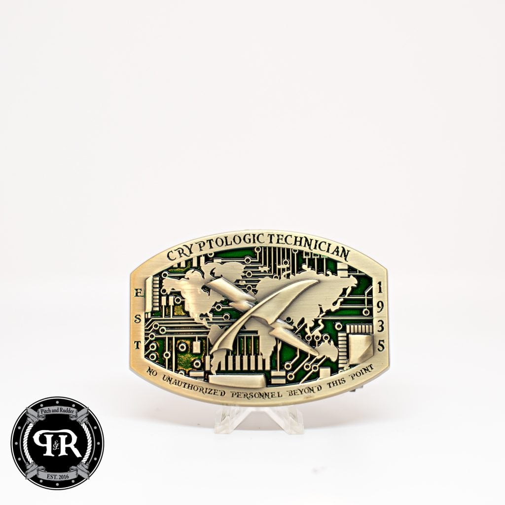 CT Custom Belt Buckle | Navy Custom Cryptographic Technician Belt Buckle | Pitch and Rudder