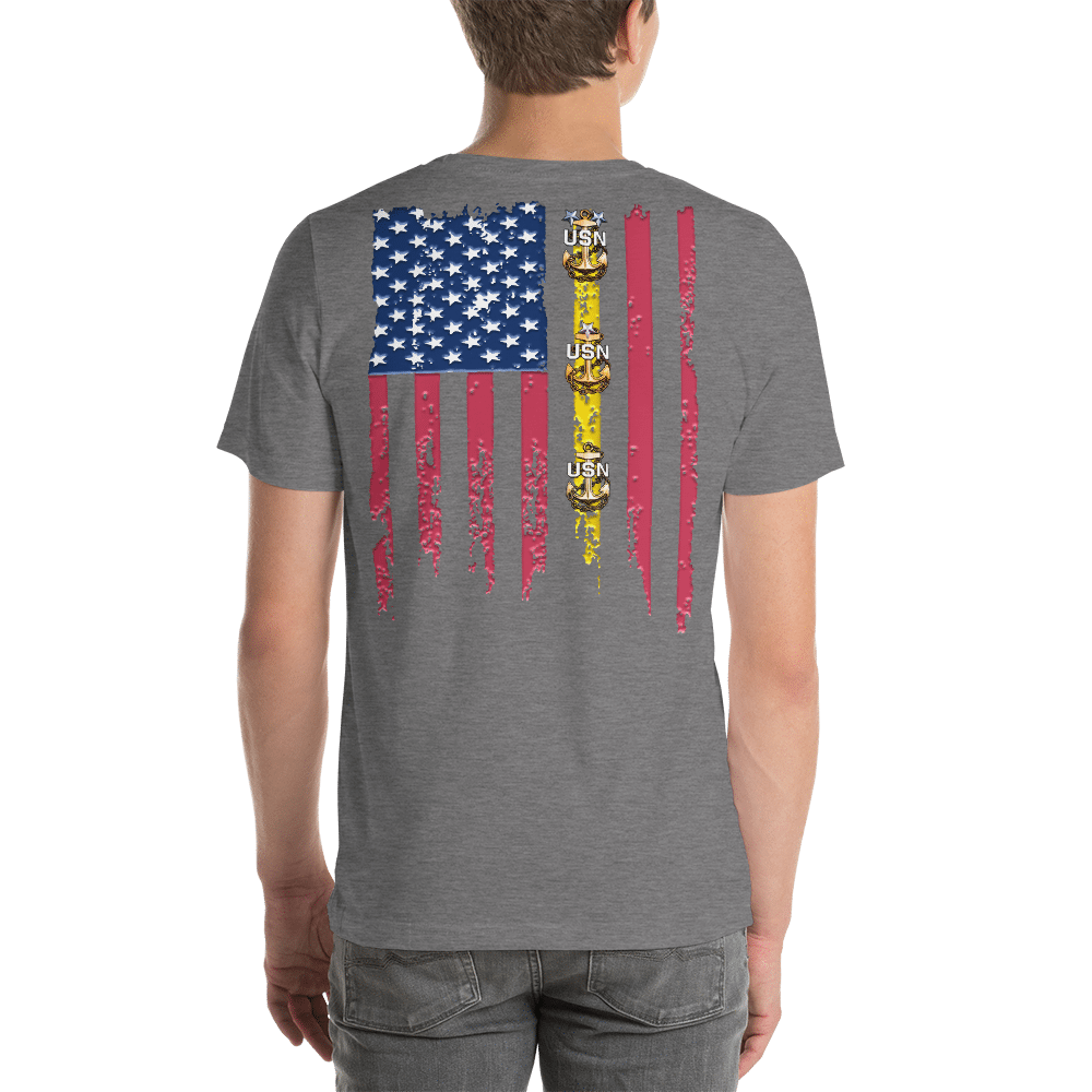 Navy Chief T-Shirt | Anchored American Flag | Pitch and Rudder